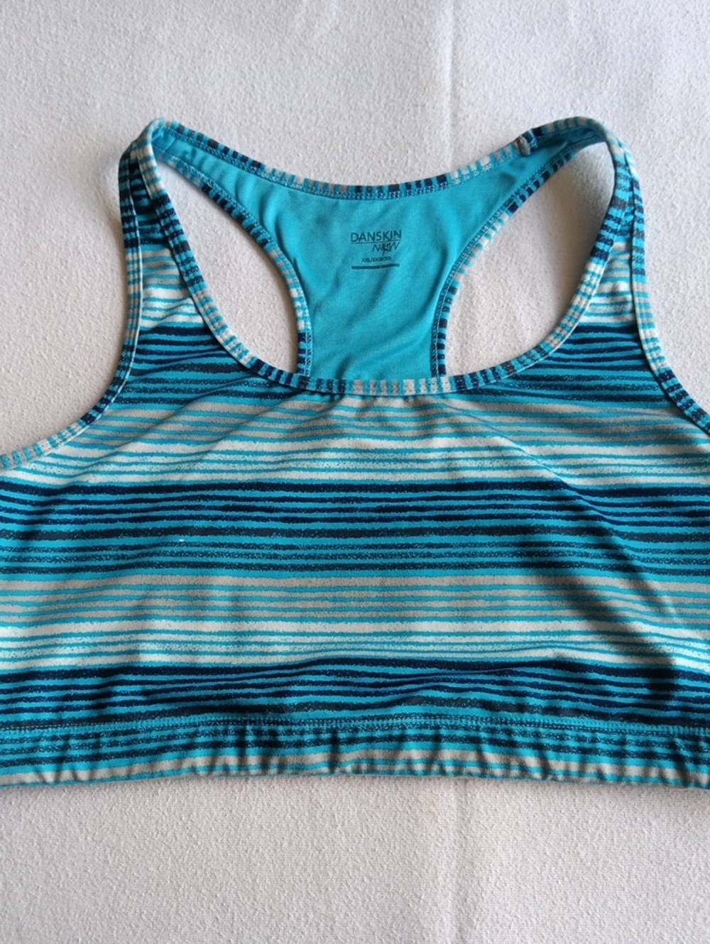 Danskin Blue Teal Striped Racerback Sports Bra